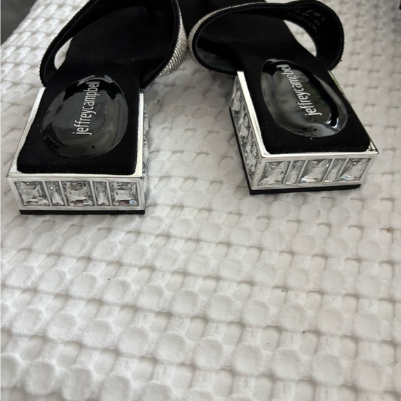 Jeffrey Campbell Black and Silver Sandals with Rhinestone Embellishments - Picture 2 of 3
